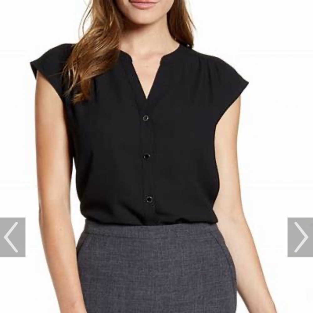 Anne Klein Button Front Sleeveless Blouse ANNE BLK / XS